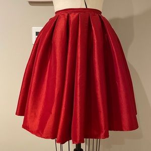 Red Knee Length Pleated Skirt ChicWish